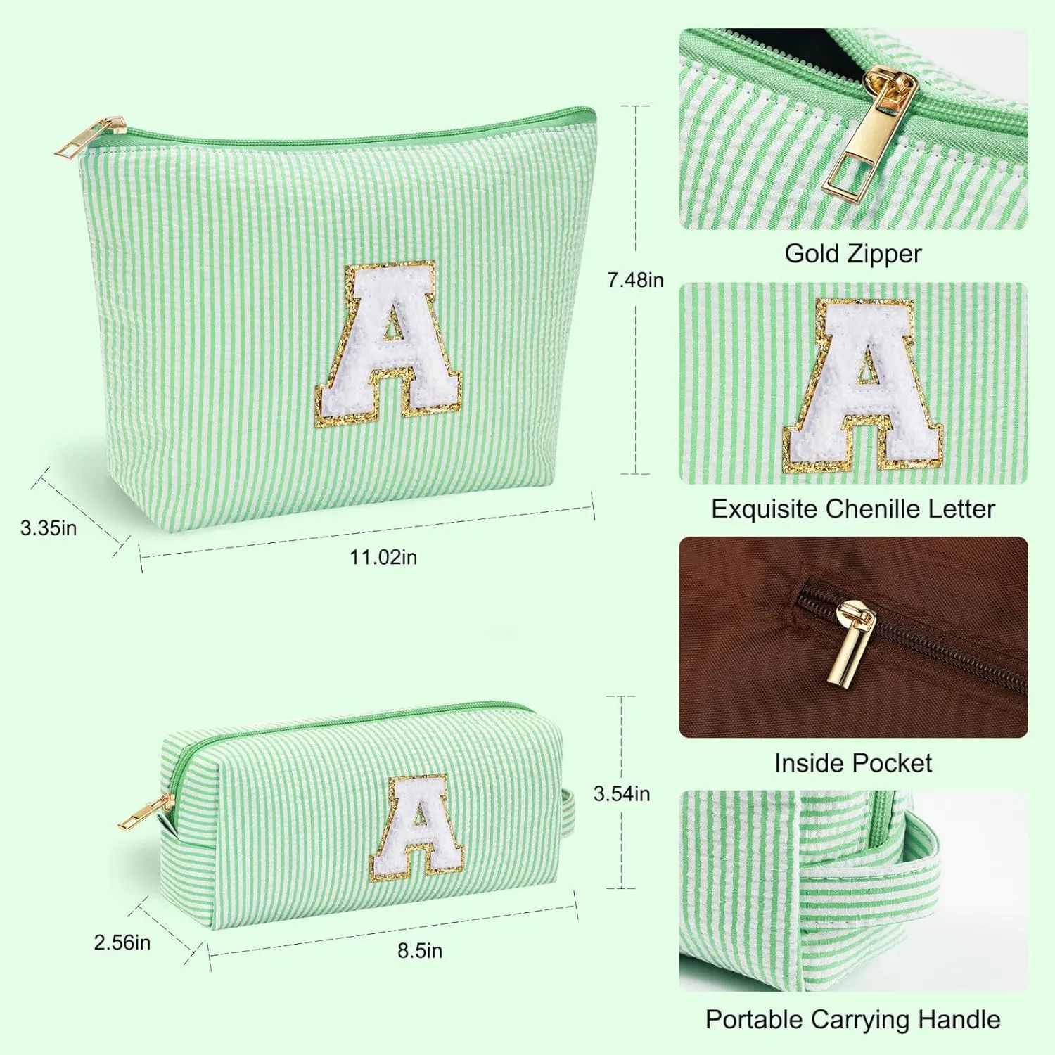 YOOLIFE Cute Makeup Bag | Teen Girl Gifts Trendy Stuff - Cosmetic Bags | Initial Make Up Bag | Personalized Gifts for Girls | Skin Care Bag | Mothers Day Gifts | Teen Girl Gifts Trendy Stuff K
