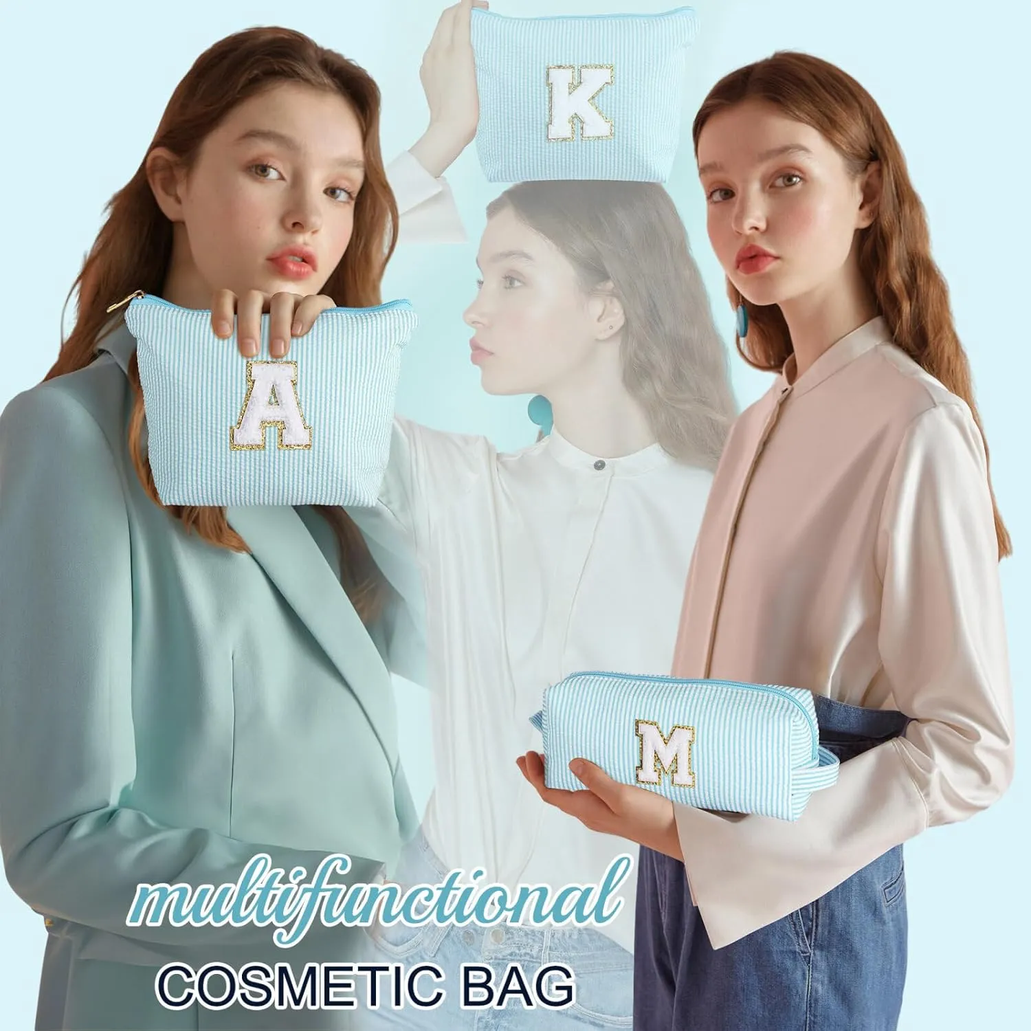 YOOLIFE Teen Girl Gifts Trendy Stuff | Cute Makeup Bag for Girls - Cosmetic Bags for Women | Initial Make Up Bag | Personalized Gifts for Women Friends | Skin Care Bag | Christmas Gifts for Girls K