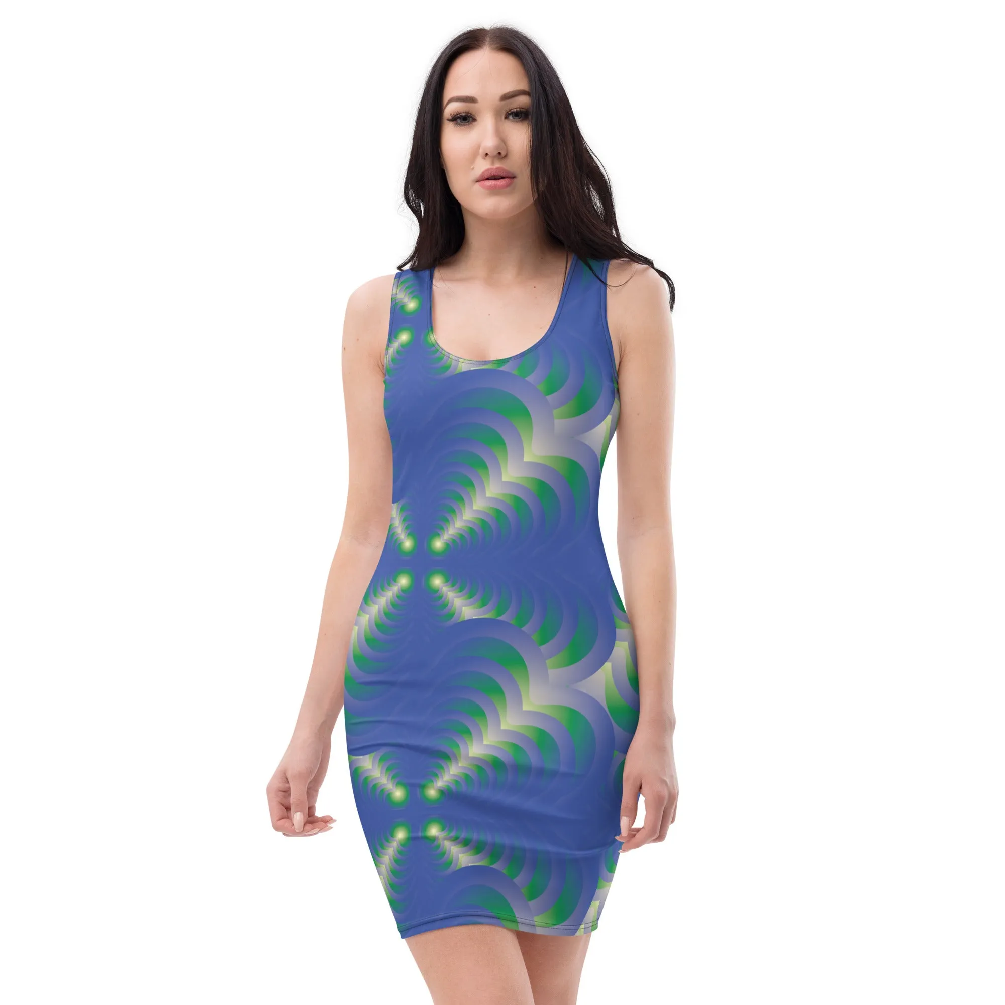 Zebra Love™ Bodycon dress in Blue & Green