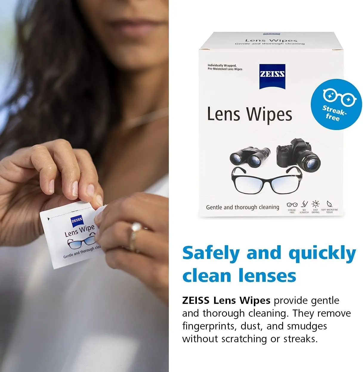 ZEISS Pre-Moistened Alcohol Wipes, Glasses Cleaner, 400 Count