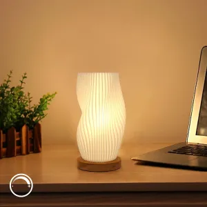 Zenply Dimmable Novelty Small Table Lamp for Bedroom, Vintage Style Striped Night Light, Mini Bedside Lamp for Small Space, Kids Room, Office, Dorm