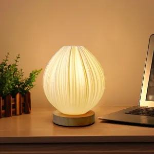Zenply Novelty Small Table Lamp for Bedroom & Living Room, Vintage Style Striped Night Light, Mini Bedside Lamp for Small Spaces & Kids Room, Office, Dorm (Lotus)