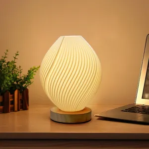 Zenply Novelty Small Table Lamp for Bedroom,Vintage Style Striped Small Night Light Lamp, Mini Bedside Lamp for Living Room Nightstand Small Space Kids Room Living Room Office Dorm (Tulip)