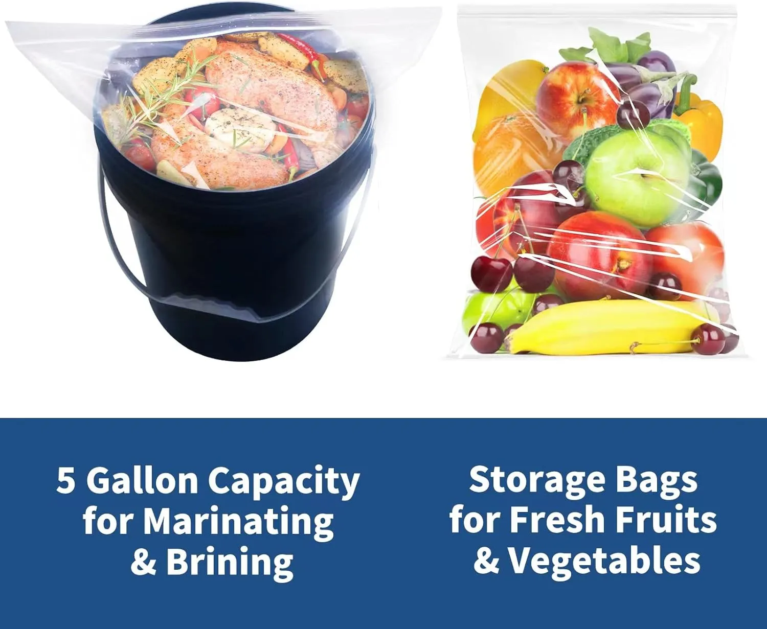 Zipper Storage Bags, Pack of 24, 5 Gallon Reclosable Food Storage Bag, Great Storage for Food, Clothing, Office Supplies & Travel Essential, 2 Mil Thick, Size 18"x 24"
