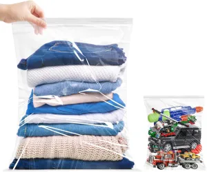 Zipper Storage Bags, Pack of 24, 5 Gallon Reclosable Food Storage Bag, Great Storage for Food, Clothing, Office Supplies & Travel Essential, 2 Mil Thick, Size 18"x 24"